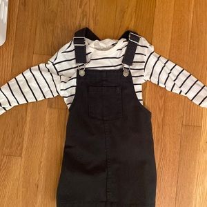 H&M girls shirt and black overall dress set